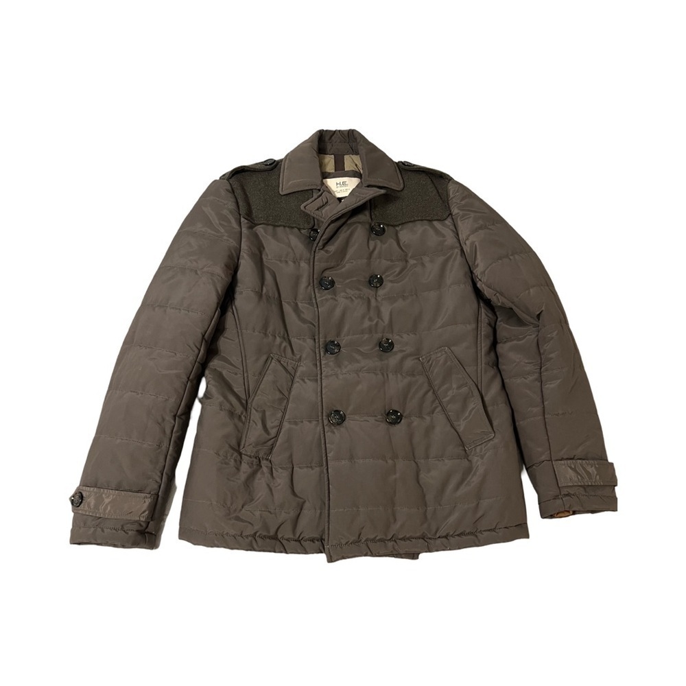 H. E. By Mango Men's Double-Breasted Puffer Jacket - Olive